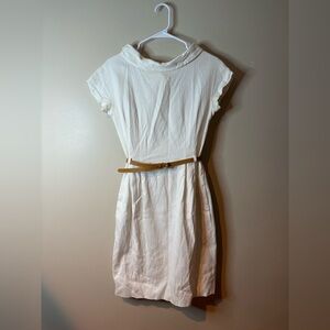 Moschino Cheap & Chic Cream Textured Short Sleeve Midi Dress EUC